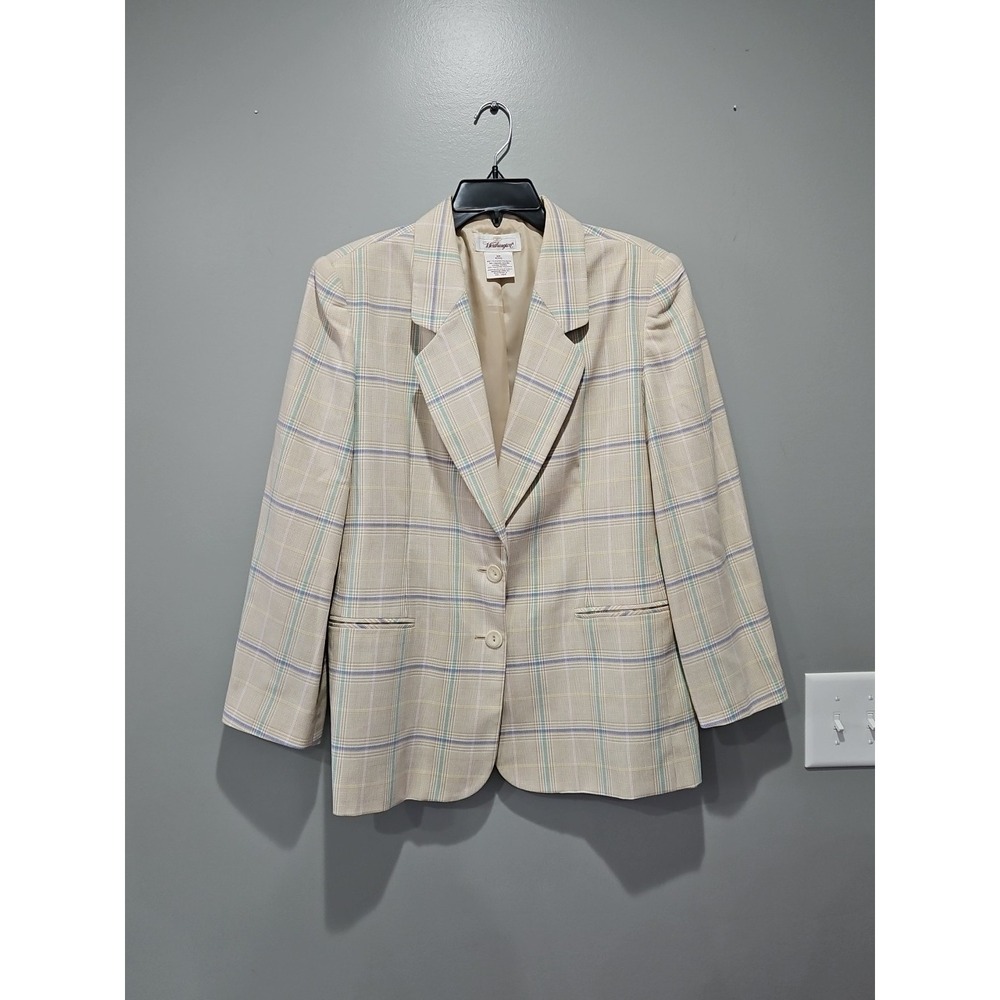 1990's‎ Blazer Vintage 90's Plaid Worthington Pastel Jacket Size 14P